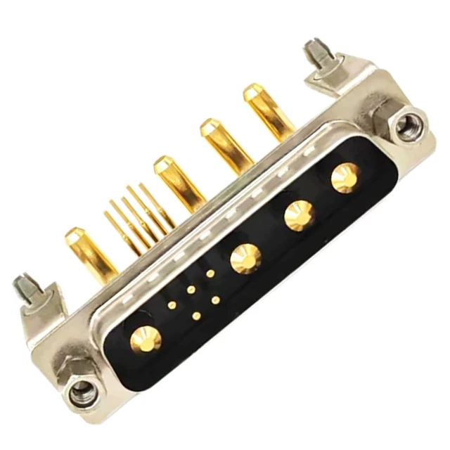 Main image of D Sub 9W4 Male PCB Connector Right Angle High Current Solder2Male