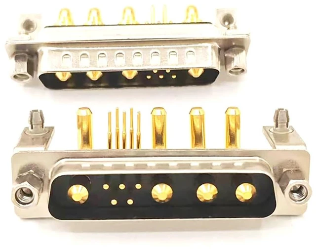 Alt view image 2 of 7 - D Sub 9W4 Male PCB Connector Right Angle High Current Solder2Male
