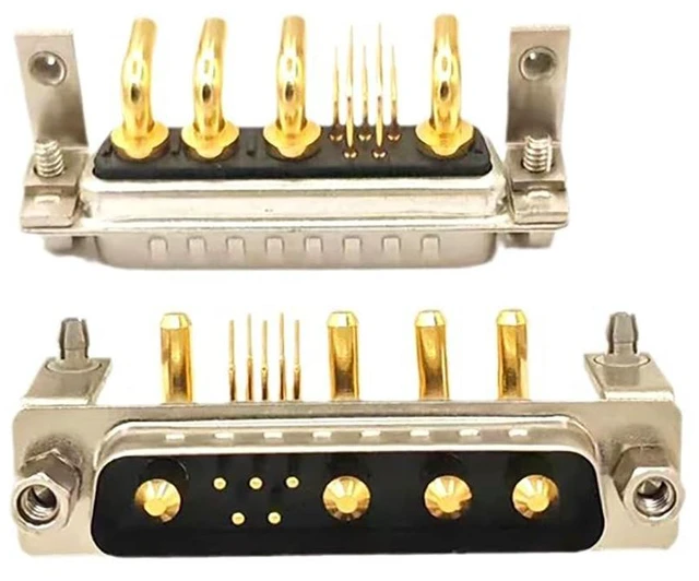 Alt view image 4 of 7 - D Sub 9W4 Male PCB Connector Right Angle High Current Solder2Male