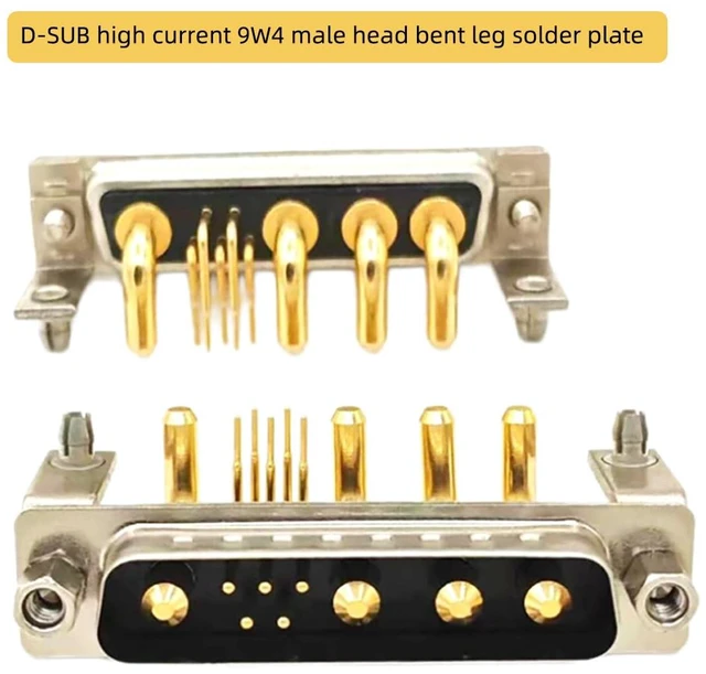 Alt view image 5 of 7 - D Sub 9W4 Male PCB Connector Right Angle High Current Solder2Male