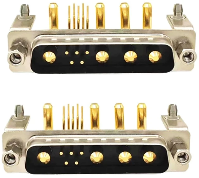 Alt view image 7 of 7 - D Sub 9W4 Male PCB Connector Right Angle High Current Solder2Male
