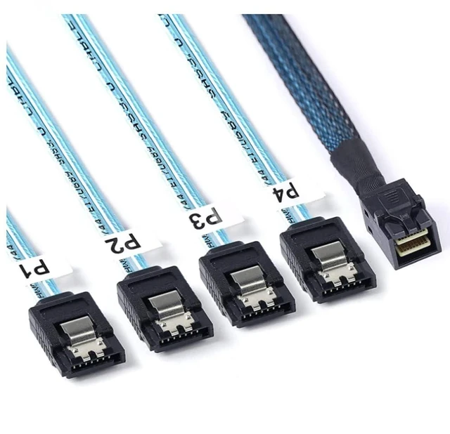 Main image of Mini SAS HD SFF-8643 to 4 x SATA 7P Female High-Speed Internal Server Cable (39.37, Inches)