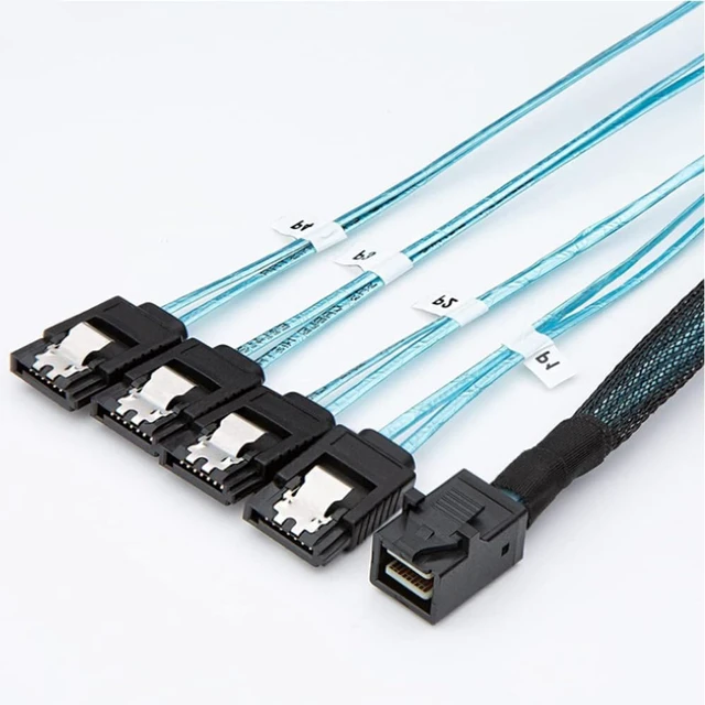 Alt view image 2 of 5 - Mini SAS HD SFF-8643 to 4 x SATA 7P Female High-Speed Internal Server Cable (39.37, Inches)