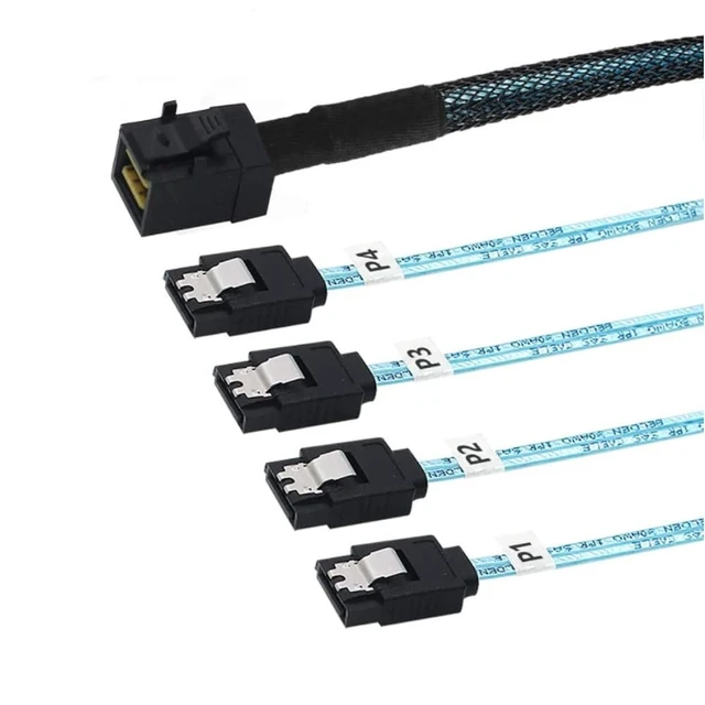 Alt view image 4 of 5 - Mini SAS HD SFF-8643 to 4 x SATA 7P Female High-Speed Internal Server Cable (39.37, Inches)