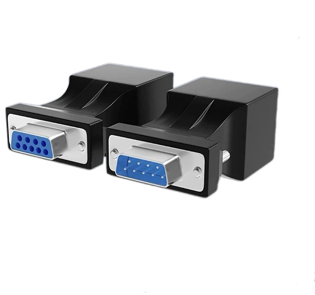 Main image of DB9 to RJ45 Serial Converter RS232 Male/Female to RJ45 Ethernet Port Adapter, Supports Long Distance Transmission up to 20m via CAT5/CAT6 Cable, Plug and Play (2Pcs Male+Female)