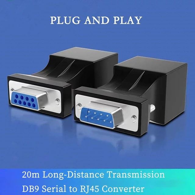 Alt view image 5 of 6 - DB9 to RJ45 Serial Converter RS232 Male/Female to RJ45 Ethernet Port Adapter, Supports Long Distance Transmission up to 20m via CAT5/CAT6 Cable, Plug and Play (2Pcs Male+Female)