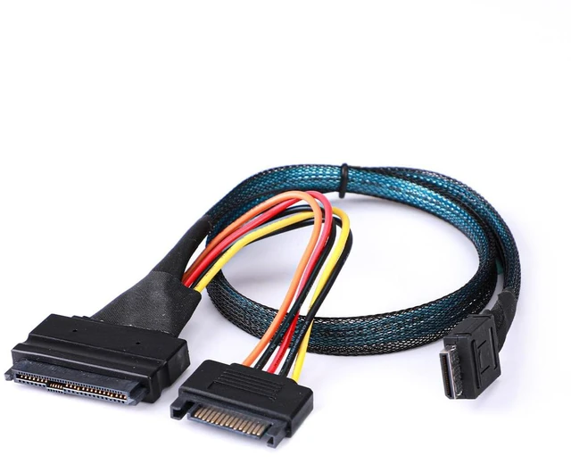 Alt view image 5 of 6 - CAB861139 Mini SAS Oculink 4i to U.2 SFF-8639 Cable PCIe 4.0 38Pin SFF-8611 to 8639 NVMe SSD Adapter 50cm for U.2 U.3 SDD - with 15-Pin SATA Power