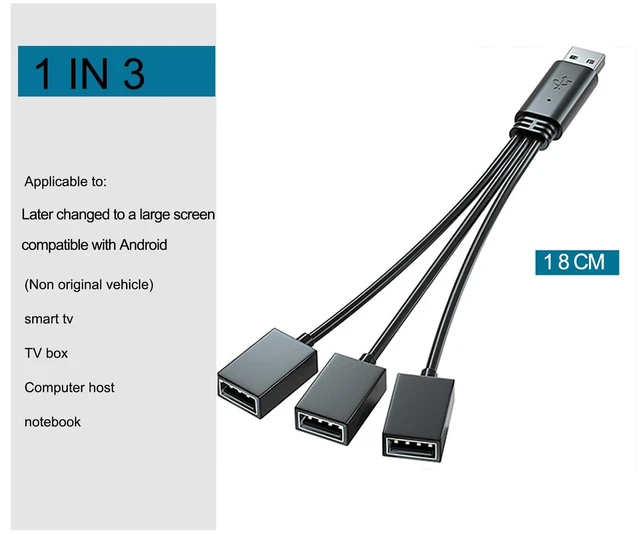 Alt view image 3 of 3 - 1 to 3 USB Splitter Multi-Function Adapter Male to 3*USB Female Jack Y Splitter Hub Compatible with Car Computer Hosts Laptop (D Version)