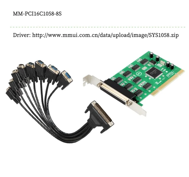 Alt view image 3 of 6 - MM-PCI16C1058-8S PCI to 8-Port RS232 Serial Adapter Card 926.1Kbps Desktop COM Port with 1 to 8 DB9 Serial Cable Support PCIIRQ Sharing