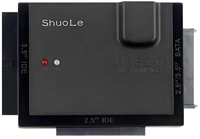Main image of Shuole USB 2.0 to IDE SATA Adapter Serial IDE Parallel Hard Drive Reader with 12V/2A Adapter for Universal 2.5in 3.5in IDE HDD SSD (Black)