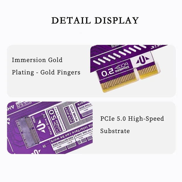Alt view image 5 of 5 - PCIe 5.0 SSD Adapter Card 20Gbps High Speed Converter Compatible with Apple MacBook Air Pro 2013-2017 NVMe NGFF SSD 12+16 Pin to Desktop M Key Expansion (P569)