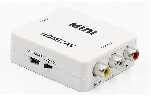 Main image of HDMI-Compatible to VGA/AV Converter 1080P Box 15Pin Female to Male Adapter with Audio Port (HD-MI to AV White)