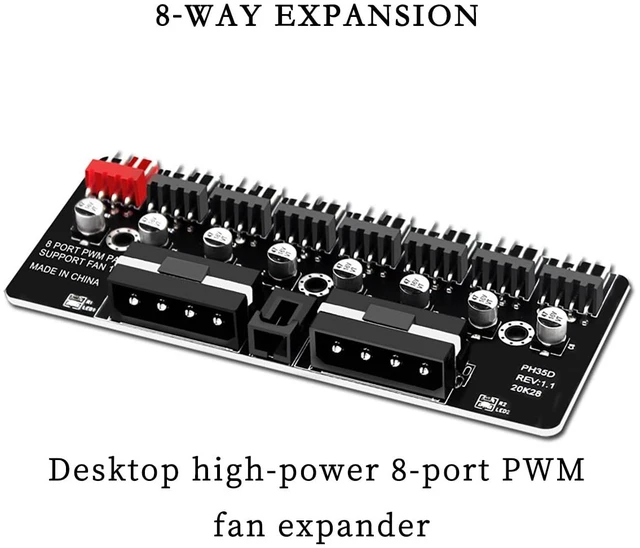 Alt view image 6 of 7 - PH35D PWM Fan Hub 8CH Chassis Fan Speed Controller Desktop CPU Fan Extender Support 3-pin 4-pin PWM Fan Support 12V (SATA Interface)