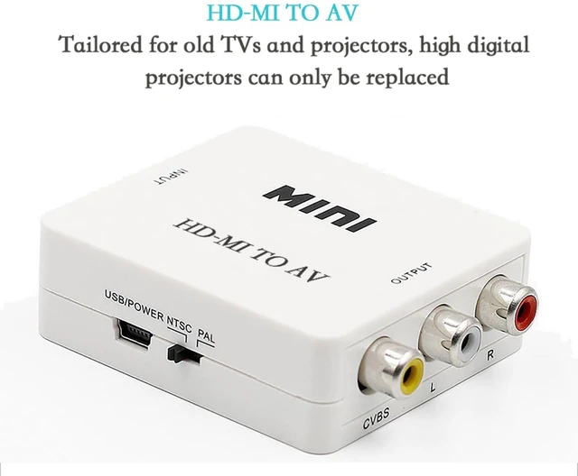 Alt view image 2 of 5 - HDMI-Compatible to VGA/AV Converter 1080P Box 15Pin Female to Male Adapter with Audio Port (HD-MI to AV White)