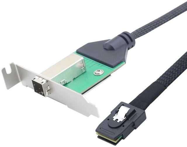 Alt view image 2 of 6 - 12G Mini SAS HD SFF-8644 Female to SFF-8087 Cable, 0.5m/19.6in High-Speed Server Data Transfer Cable Compatible with RAID Controller, Storage Expansion, Workstation
