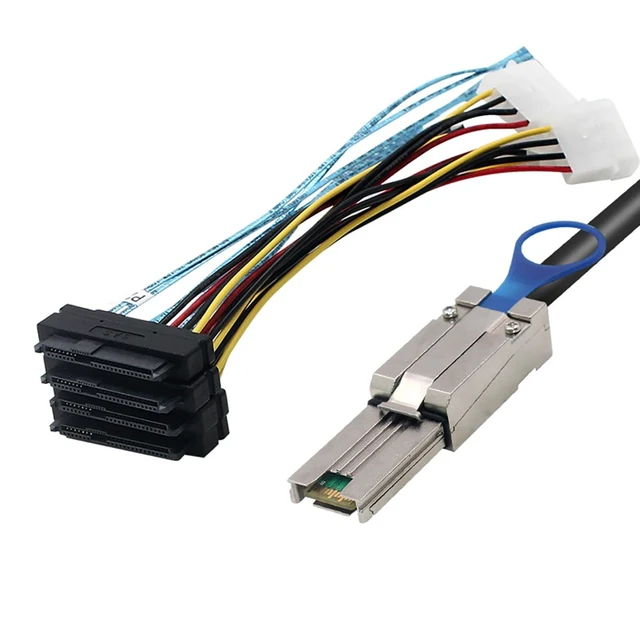 Alt view image 3 of 6 - Mini SAS HD SFF-8088 26P to 4X SAS 8482 with Power Cable,6Gbps High-Speed Server Data Cable Compatible with RAID Controller, Storage Expansion, Workstation (0.5M/19.68in)