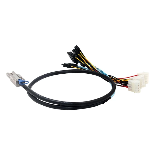 Alt view image 4 of 6 - Mini SAS HD SFF-8088 26P to 4X SAS 8482 with Power Cable,6Gbps High-Speed Server Data Cable Compatible with RAID Controller, Storage Expansion, Workstation (0.5M/19.68in)