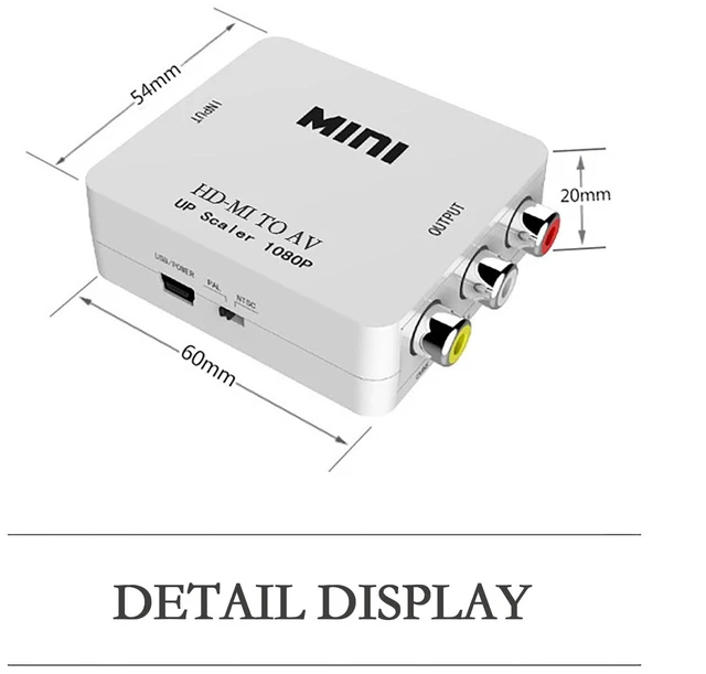 Alt view image 4 of 5 - HDMI-Compatible to VGA/AV Converter 1080P Box 15Pin Female to Male Adapter with Audio Port (HD-MI to AV White)