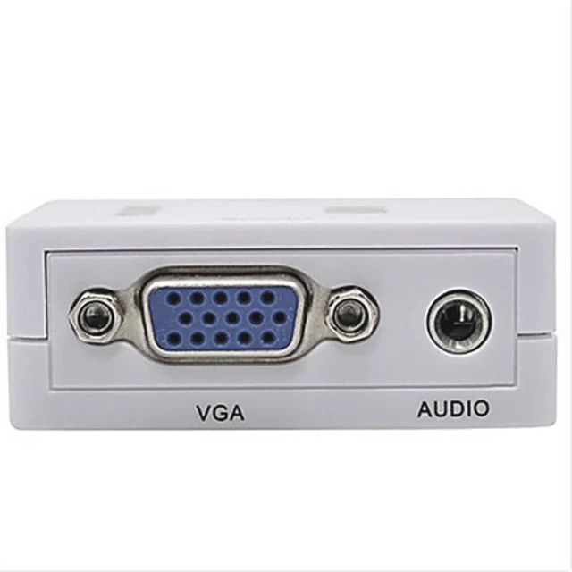 Alt view image 3 of 5 - HDMI-Compatible to VGA/AV Converter 1080P Box 15Pin Female to Male Adapter with Audio Port (HD-MI to VGA White)