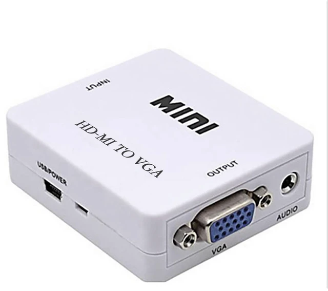 Main image of HDMI-Compatible to VGA/AV Converter 1080P Box 15Pin Female to Male Adapter with Audio Port (HD-MI to VGA White)