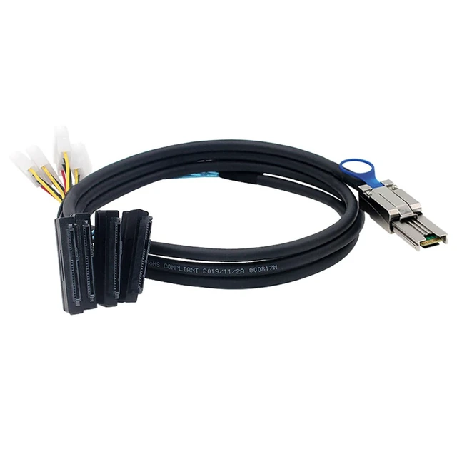 Alt view image 5 of 6 - Mini SAS HD SFF-8088 26P to 4X SAS 8482 with Power Cable,6Gbps High-Speed Server Data Cable Compatible with RAID Controller, Storage Expansion, Workstation (0.5M/19.68in)