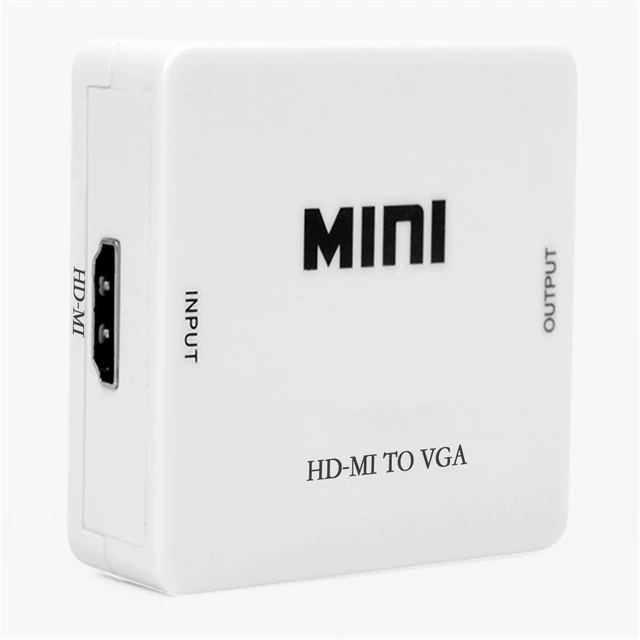 Alt view image 2 of 5 - HDMI-Compatible to VGA/AV Converter 1080P Box 15Pin Female to Male Adapter with Audio Port (HD-MI to VGA White)