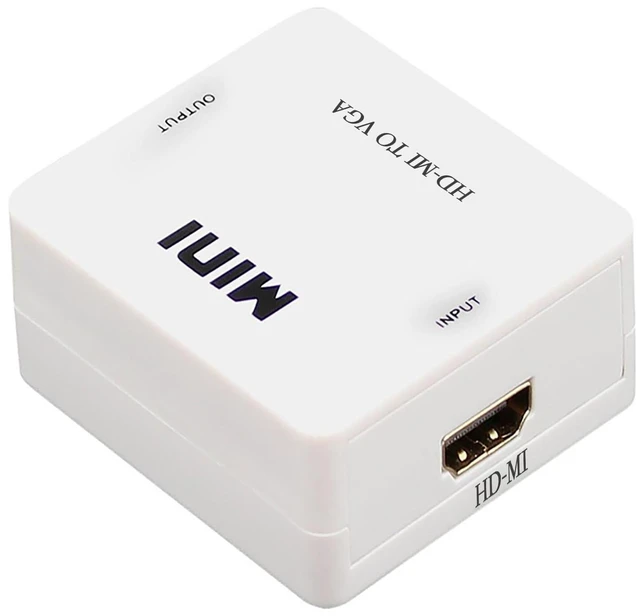 Alt view image 4 of 5 - HDMI-Compatible to VGA/AV Converter 1080P Box 15Pin Female to Male Adapter with Audio Port (HD-MI to VGA White)