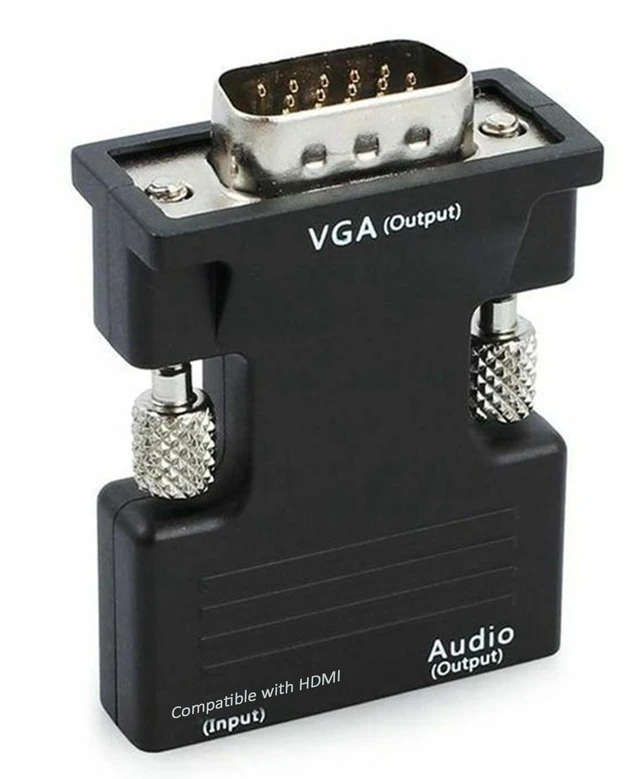 Main image of HDMI-Compatible to VGA Converter 1080P Female to Male Connector 15Pin VGA Output Adapter with Audio Port (Black)