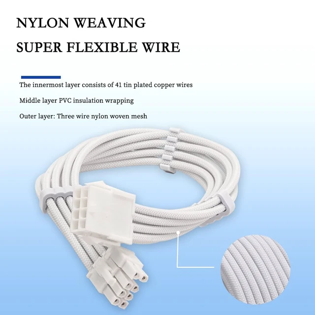 Alt view image 7 of 7 - GPU 8Pin (6+2) Extension Cable 30cm Male to Female, 18AWG Tinned Copper, Color Nylon Braided, ATX PSU Power Cord for Graphics Cards (Red)