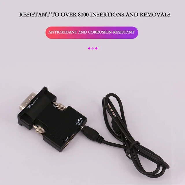 Alt view image 6 of 6 - HDMI-Compatible to VGA Converter 1080P Female to Male Connector 15Pin VGA Output Adapter with Audio Port (White)