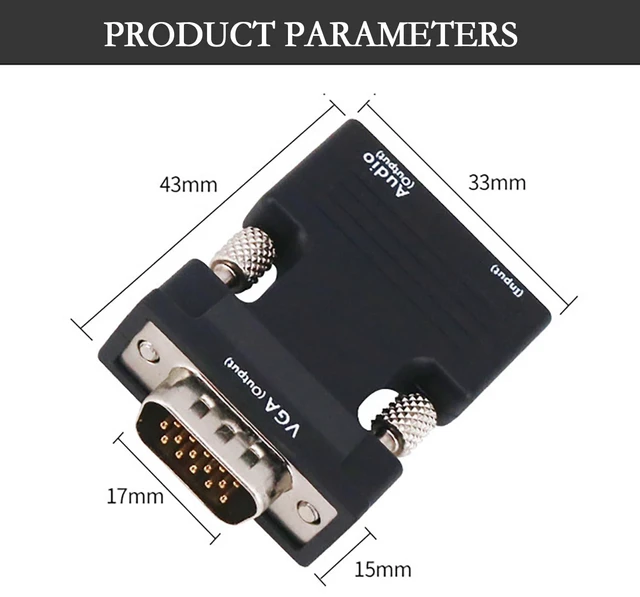 Alt view image 5 of 6 - HDMI-Compatible to VGA Converter 1080P Female to Male Connector 15Pin VGA Output Adapter with Audio Port (White)