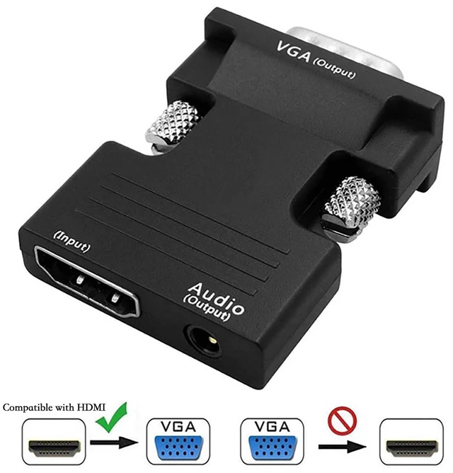 Alt view image 4 of 6 - HDMI-Compatible to VGA Converter 1080P Female to Male Connector 15Pin VGA Output Adapter with Audio Port (White)