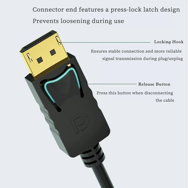 Alt view image 4 of 7 - DP to High Definition Multimedia Interface Cable 4K /1080P High Speed Adapter Cable Gold Plated Connector Compatible with HDMI Monitor TV Projector (1.8m/70.87in, 1080P)