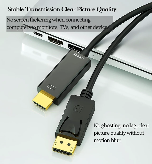 Alt view image 5 of 7 - DP to High Definition Multimedia Interface Cable 4K /1080P High Speed Adapter Cable Gold Plated Connector Compatible with HDMI Monitor TV Projector (1.8m/70.87in, 1080P)