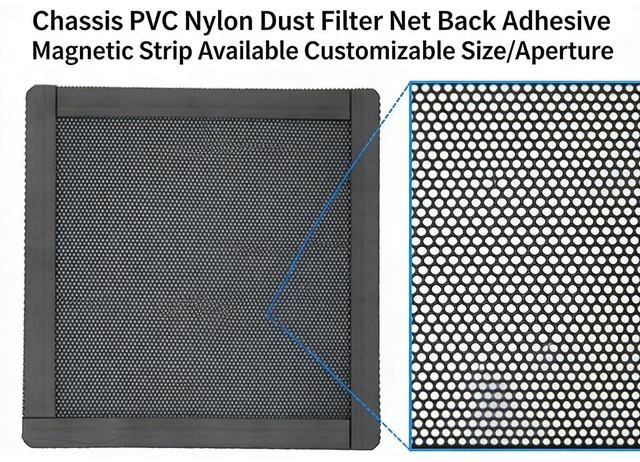 Alt view image 3 of 7 - PVC Magnetic Dust Filter Sheet for PC Case Fan DIY Cut to Size Vent Cover Computer Power Supply Air Intake Mesh (Black, 50×50cm, 3.0mm Holes, 0.45mm Thickness)