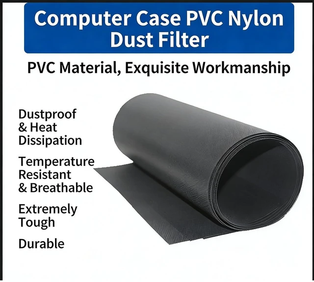 Alt view image 7 of 7 - PVC Magnetic Dust Filter Sheet for PC Case Fan DIY Cut to Size Vent Cover Computer Power Supply Air Intake Mesh (Black, 50×50cm, 3.0mm Holes, 0.45mm Thickness)