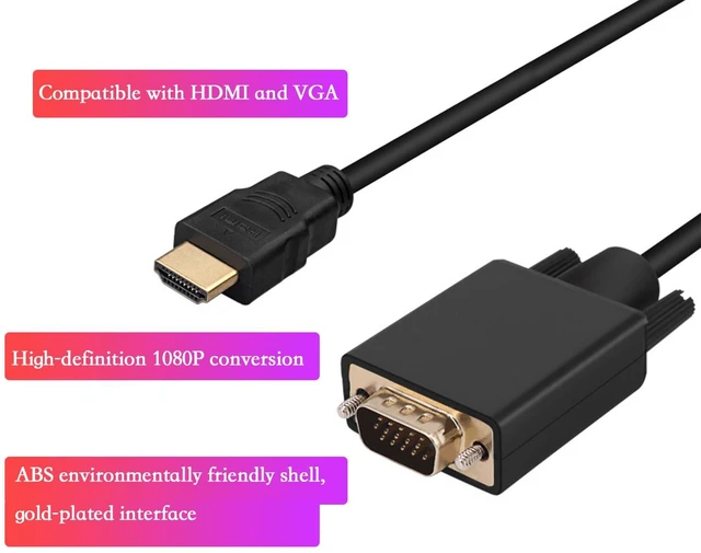 Alt view image 4 of 7 - HDMI-Compatible to VGA Cable 1080P 15Pin VGA Output Adapter Male to Male Without Audio Port