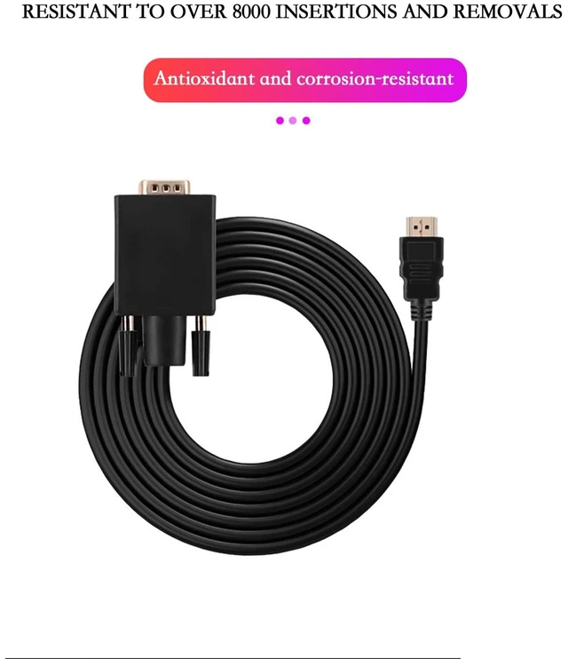 Alt view image 6 of 7 - HDMI-Compatible to VGA Cable 1080P 15Pin VGA Output Adapter Male to Male Without Audio Port