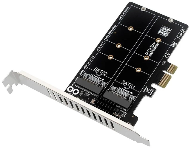 Main image of PH58 PCIE x1 to 2Port NGFF M2 B Key SATA Expansion Card 6G RAID Adapter Support SATA SSD 2230 2242 2260 2280