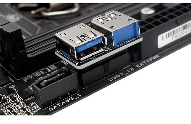 Alt view image 7 of 7 - Motherboard USB 3.0 19/20Pin to 2* USB A Connector Male to Female Adapter Header Support Chassis Front (PH22)