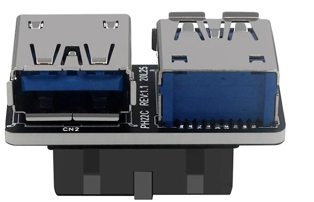 Main image of Motherboard USB 3.0 19/20Pin to 2* USB A Connector Male to Female Adapter Header Support Chassis Front (PH22C)