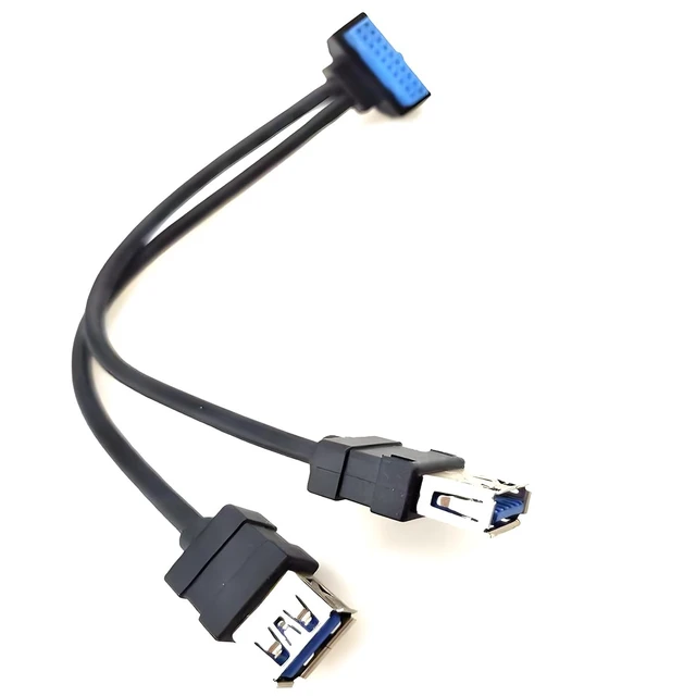 Alt view image 5 of 5 - USB3.0 AF to 20pin Female Data Extension Cable Computer Case Motherboard 19pin Splitter Adapter (USB 3.0 to 20Pin)