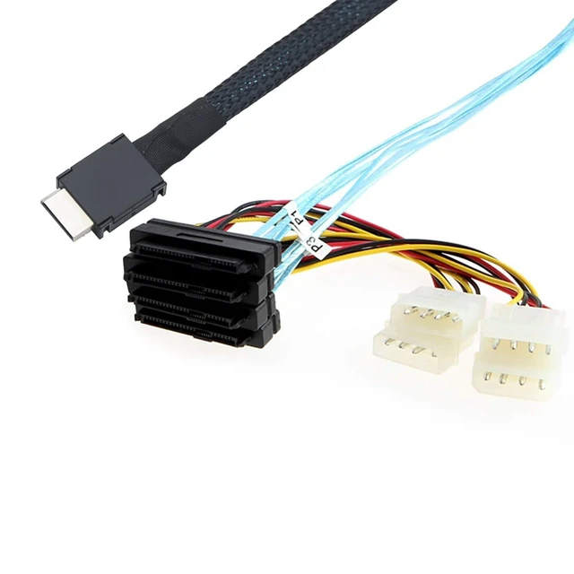 Alt view image 4 of 6 - OCuLink PCIe SFF-8611 4i to SAS 4X 8482 Cable with 4Pin Power,12Gbps High-Speed Server Connection Cable Compatible with SAS Hard Drive, RAID Controller, Storage Expansion (0.5M/19.68in)