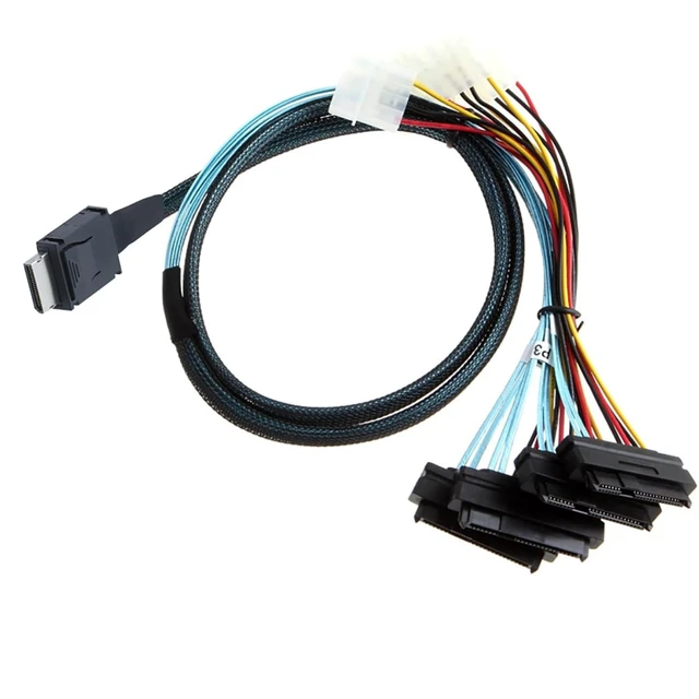 Alt view image 3 of 6 - OCuLink PCIe SFF-8611 4i to SAS 4X 8482 Cable with 4Pin Power,12Gbps High-Speed Server Connection Cable Compatible with SAS Hard Drive, RAID Controller, Storage Expansion (0.5M/19.68in)