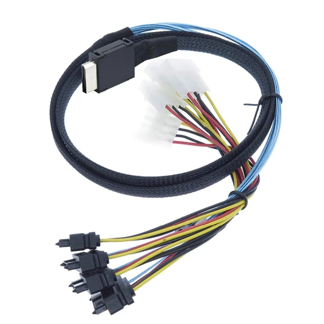 Alt view image 6 of 6 - OCuLink PCIe SFF-8611 4i to SAS 4X 8482 Cable with 4Pin Power,12Gbps High-Speed Server Connection Cable Compatible with SAS Hard Drive, RAID Controller, Storage Expansion (0.5M/19.68in)