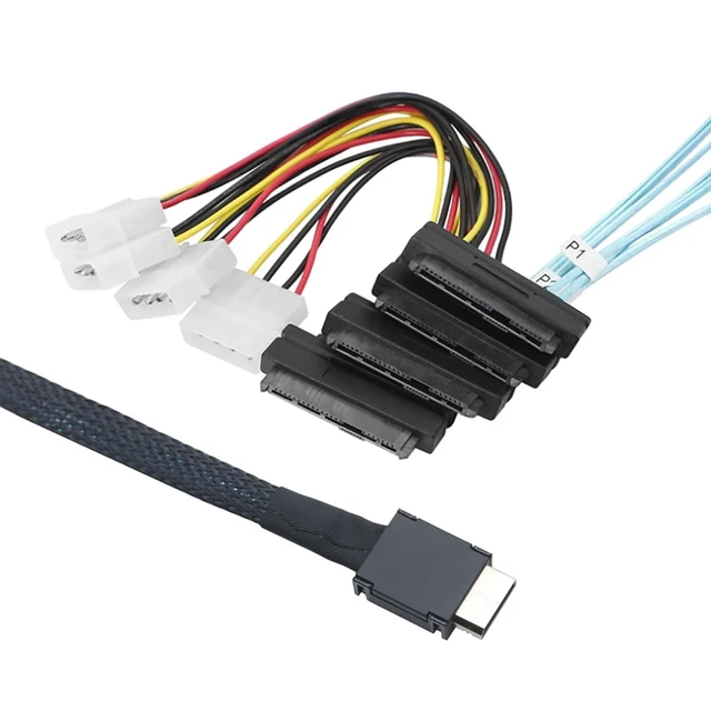 Alt view image 5 of 6 - OCuLink PCIe SFF-8611 4i to SAS 4X 8482 Cable with 4Pin Power,12Gbps High-Speed Server Connection Cable Compatible with SAS Hard Drive, RAID Controller, Storage Expansion (0.5M/19.68in)