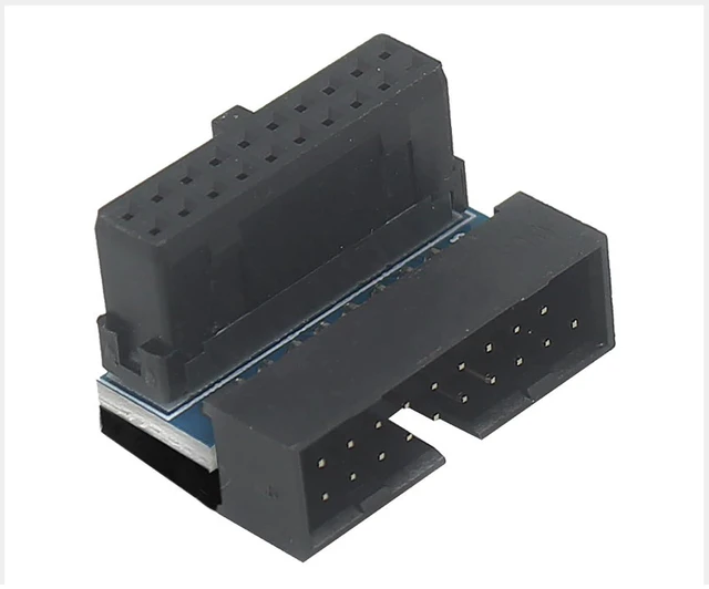 Main image of PH19 Motherboard USB 3.0 19P 20P to 90-Degree Connector Adapter Vertical Header to Right Angle Adapter for Desktop Chassis CPU Wiring Beautification (PH19A - Black)