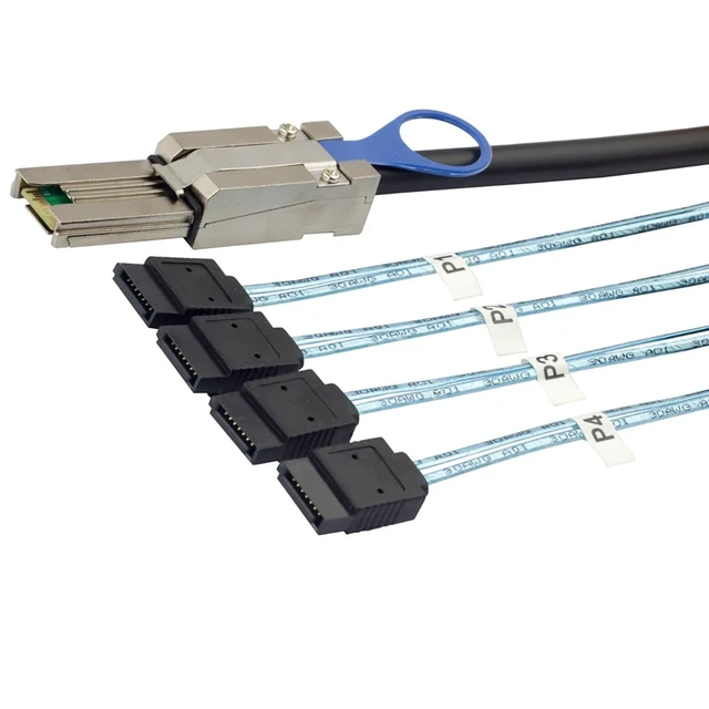Main image of MINI SAS HD SFF-8088 to 4X SATA 7Pin Cable, 0.5m/1m/2m/3m High Speed 6Gbps Server Hard Drive Data Cable Compatible with Servers, Storage Expansion, RAID Controller, Workstations (2M/78.74in)