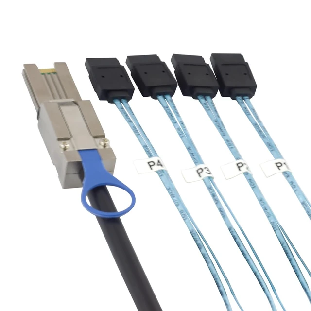 Alt view image 2 of 5 - MINI SAS HD SFF-8088 to 4X SATA 7Pin Cable, 0.5m/1m/2m/3m High Speed 6Gbps Server Hard Drive Data Cable Compatible with Servers, Storage Expansion, RAID Controller, Workstations (2M/78.74in)