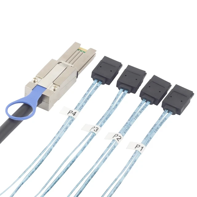 Alt view image 3 of 5 - MINI SAS HD SFF-8088 to 4X SATA 7Pin Cable, 0.5m/1m/2m/3m High Speed 6Gbps Server Hard Drive Data Cable Compatible with Servers, Storage Expansion, RAID Controller, Workstations (2M/78.74in)